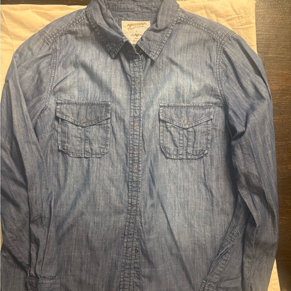 Arizona Jean Company Casual Blue Button Down Shirt‎ L career bohemian y2k vibes